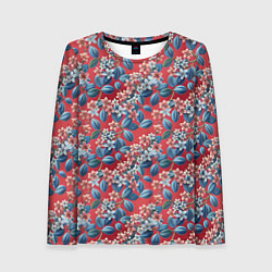 Женский лонгслив Сирень на красном фоне