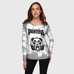 Лонгслив женский Pantera рок панда на светлом фоне, цвет: 3D-принт — фото 2
