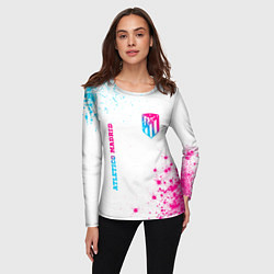 Лонгслив женский Atletico Madrid neon gradient style вертикально, цвет: 3D-принт — фото 2