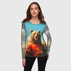 Лонгслив женский Медведь с гербом СССР, цвет: 3D-принт — фото 2