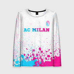 Лонгслив женский AC Milan neon gradient style посередине, цвет: 3D-принт