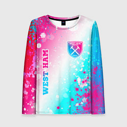 Женский лонгслив West Ham neon gradient style вертикально