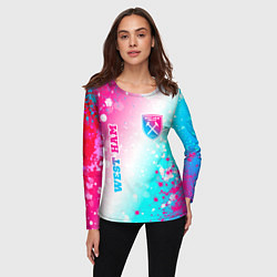 Лонгслив женский West Ham neon gradient style вертикально, цвет: 3D-принт — фото 2