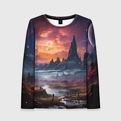 Женский лонгслив Космический фантазийный мир на другой планете