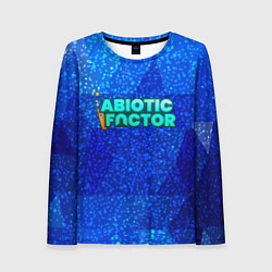 Лонгслив женский Abiotic Factor logo blue neon, цвет: 3D-принт