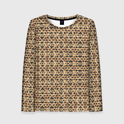 Лонгслив женский Магический узор чёрно-коричневый, цвет: 3D-принт