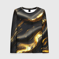 Лонгслив женский Черно-золотая волнистая текстура, цвет: 3D-принт