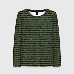 Лонгслив женский Лесной зелёный полосатый, цвет: 3D-принт