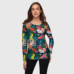 Лонгслив женский Морская жизнь под водой - паттерн с звёздами и кон, цвет: 3D-принт — фото 2