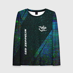Женский лонгслив Led Zeppelin glitch blue