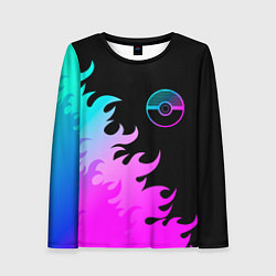 Лонгслив женский Pokemon неоновый огонь, цвет: 3D-принт