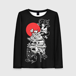 Лонгслив женский Японская гейша и карп кои, цвет: 3D-принт
