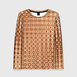 Женский лонгслив Светлый коричневый абстрактный узор
