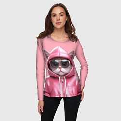 Лонгслив женский Кошка в капюшоне, цвет: 3D-принт — фото 2