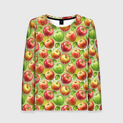Лонгслив женский Натуральные яблоки паттерн, цвет: 3D-принт