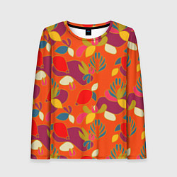 Женский лонгслив Яркие ягодки-листочки