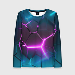 Женский лонгслив Голубые и розовые неоновые плиты в разломе