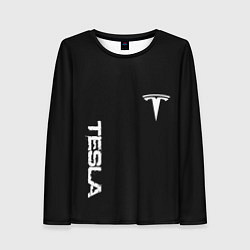 Женский лонгслив Tesla logo white