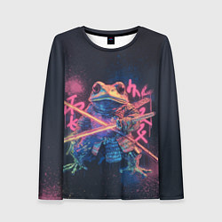 Лонгслив женский Самурай жаба - неоновое граффити крупно, цвет: 3D-принт