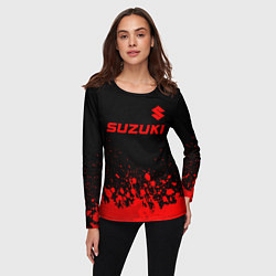 Лонгслив женский Suzuki - red gradient посередине, цвет: 3D-принт — фото 2