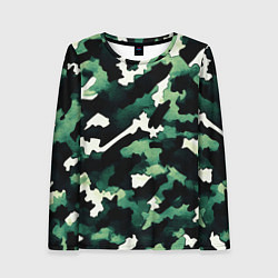 Женский лонгслив Яркий зелёный камуфляж