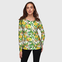 Лонгслив женский Груша и птичка зеленушка, цвет: 3D-принт — фото 2