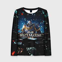Лонгслив женский Warhammer 40000 space marine 2 ультрамарин в броне, цвет: 3D-принт