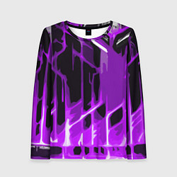 Лонгслив женский Abstract purple stripes on a black background, цвет: 3D-принт