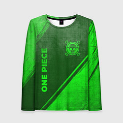 Женский лонгслив One Piece - green gradient вертикально