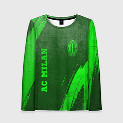 Лонгслив женский AC Milan - green gradient вертикально, цвет: 3D-принт