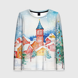 Женский лонгслив Новогодний сказочный город