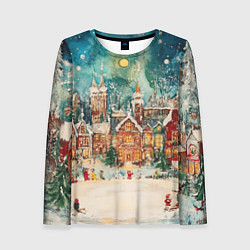 Женский лонгслив Новогодний снежный город
