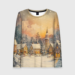Женский лонгслив Новогодний небольшой городок