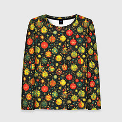 Женский лонгслив Новогодние елочные шары