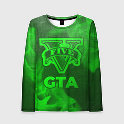 Лонгслив женский GTA - green gradient, цвет: 3D-принт