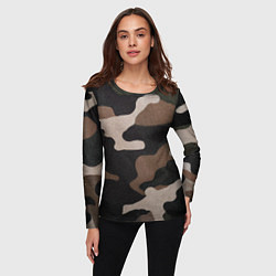 Лонгслив женский Армейский камуфляж, цвет: 3D-принт — фото 2