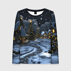 Женский лонгслив Ночной новогодний город