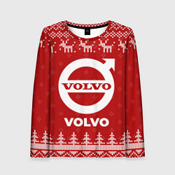 Лонгслив женский Новогодний Volvo с оленями, цвет: 3D-принт
