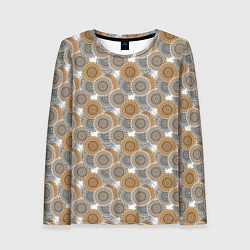 Женский лонгслив Желтый с серым и черным узор мандала