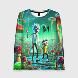 Лонгслив женский Рик и Морти изучают планету мухоморов - нейроарт ф, цвет: 3D-принт