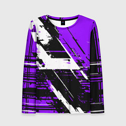 Женский лонгслив Diagonal black and white stripes on a purple backg