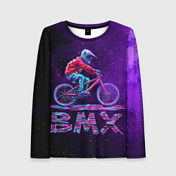 Лонгслив женский BMXер в космосе, цвет: 3D-принт