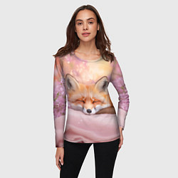 Лонгслив женский Милая лисичка и сирень, цвет: 3D-принт — фото 2