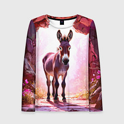 Лонгслив женский Осел в розовом свете, цвет: 3D-принт
