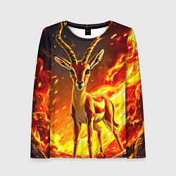Лонгслив женский Газель в огне, цвет: 3D-принт