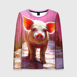 Лонгслив женский Поросенок в розовом, цвет: 3D-принт