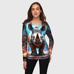 Лонгслив женский Носорог в лучах, цвет: 3D-принт — фото 2