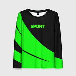 Лонгслив женский Sport чёрно-зелёный, цвет: 3D-принт