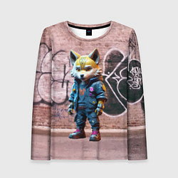 Лонгслив женский Уличный лисёнок на своём районе, цвет: 3D-принт