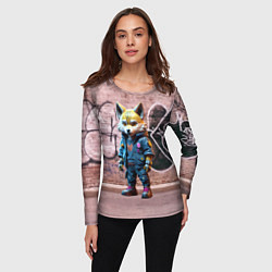 Лонгслив женский Уличный лисёнок на своём районе, цвет: 3D-принт — фото 2